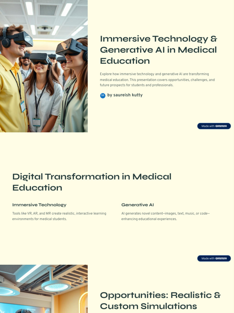 Immersive Technology and Generative AI in Medical Education | PDF ...