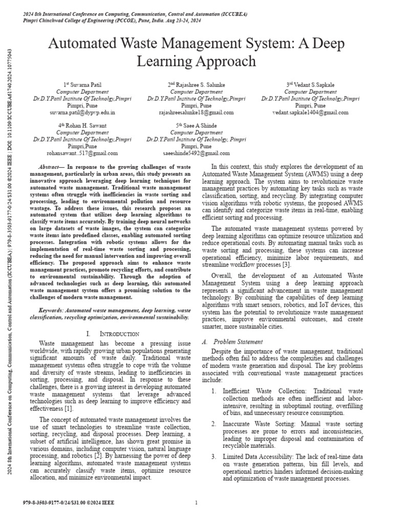 Deep Learning for Automated Waste Management | PDF | Waste Management ...