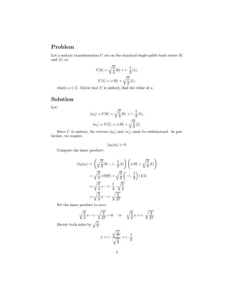 Unitary Transformation Qubit Analysis | PDF | Functions And Mappings ...