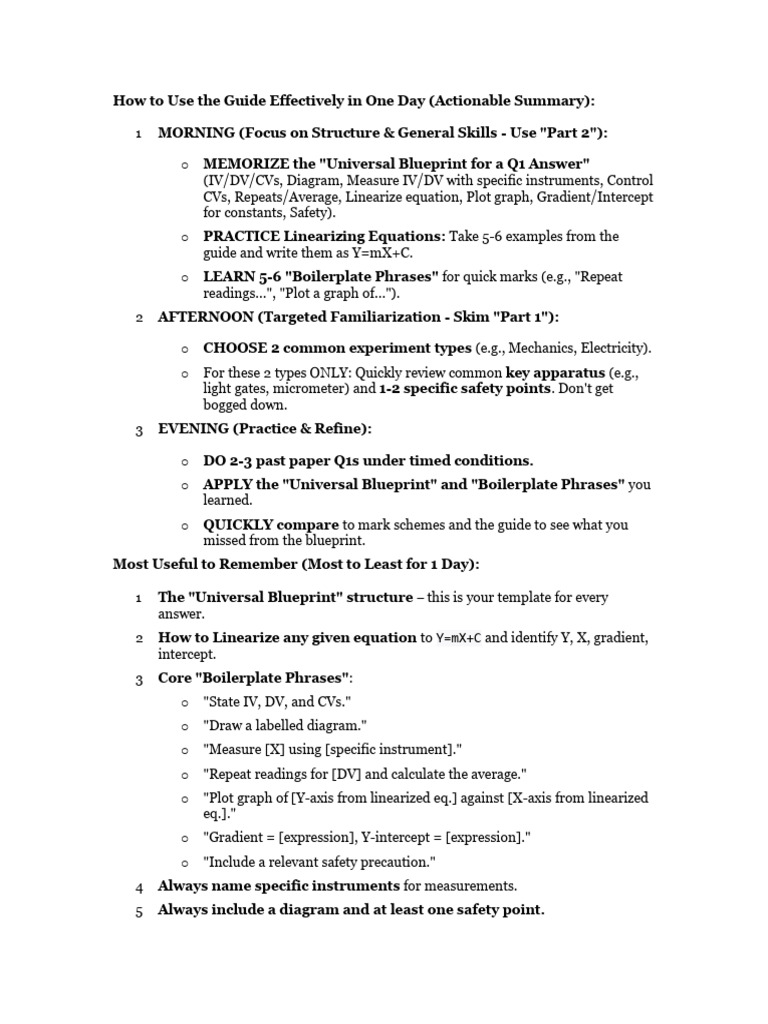 The Gudie For The 1-Day Guid For 9702 Paper 5 | PDF
