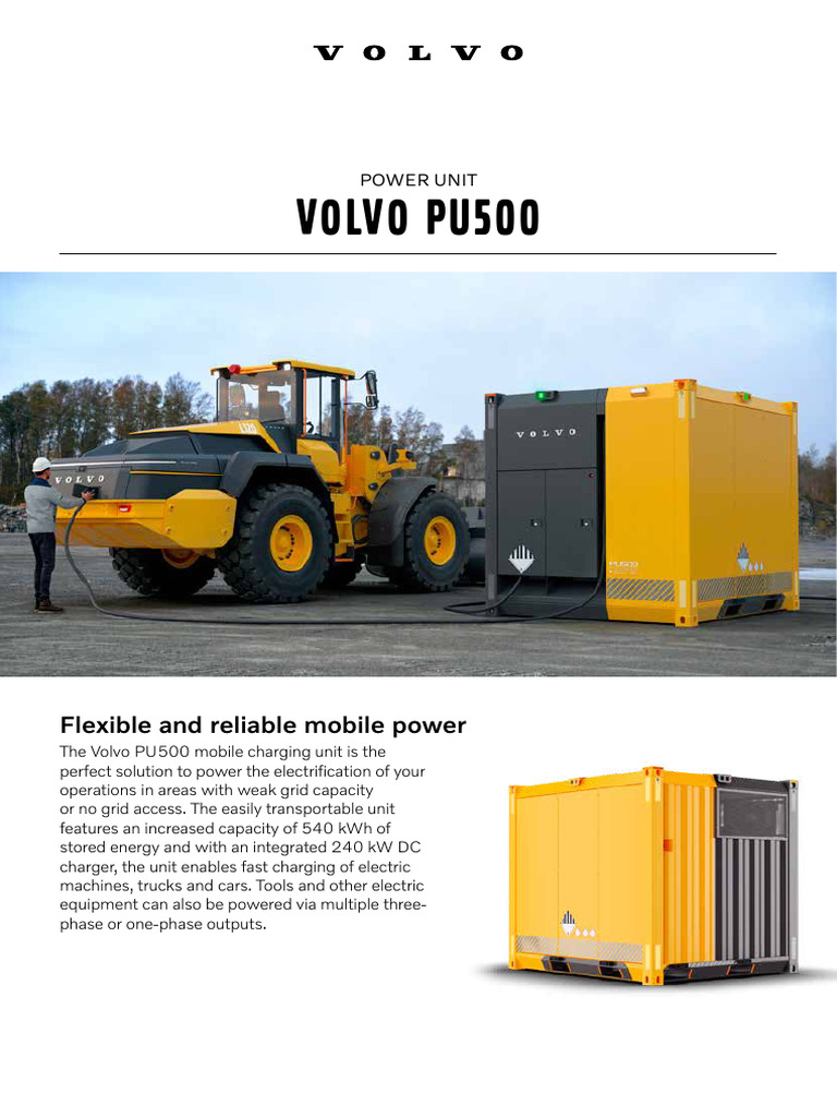 Volvo PU500 Mobile Charging Unit | PDF | Battery Charger | Electrical Grid