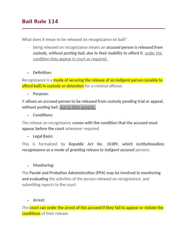 Bail Rule 114 | PDF