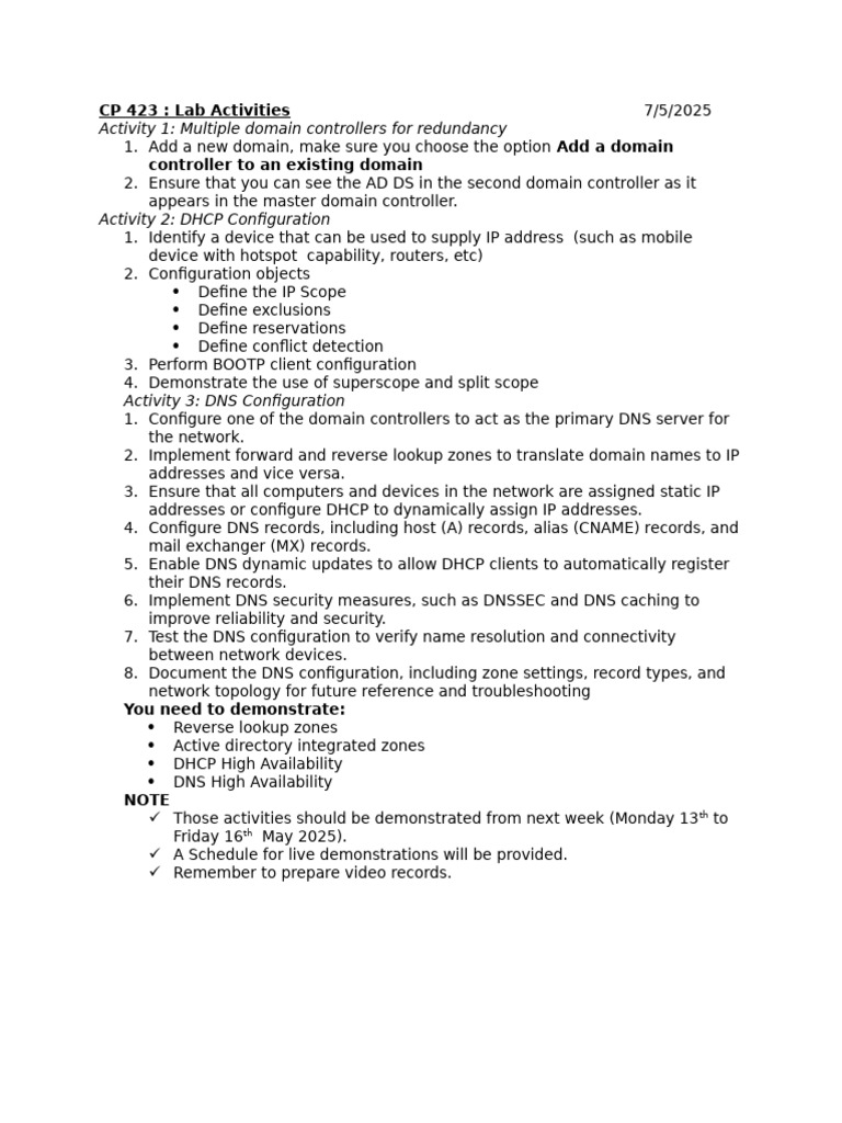 Lab Activities for Network Configuration | PDF