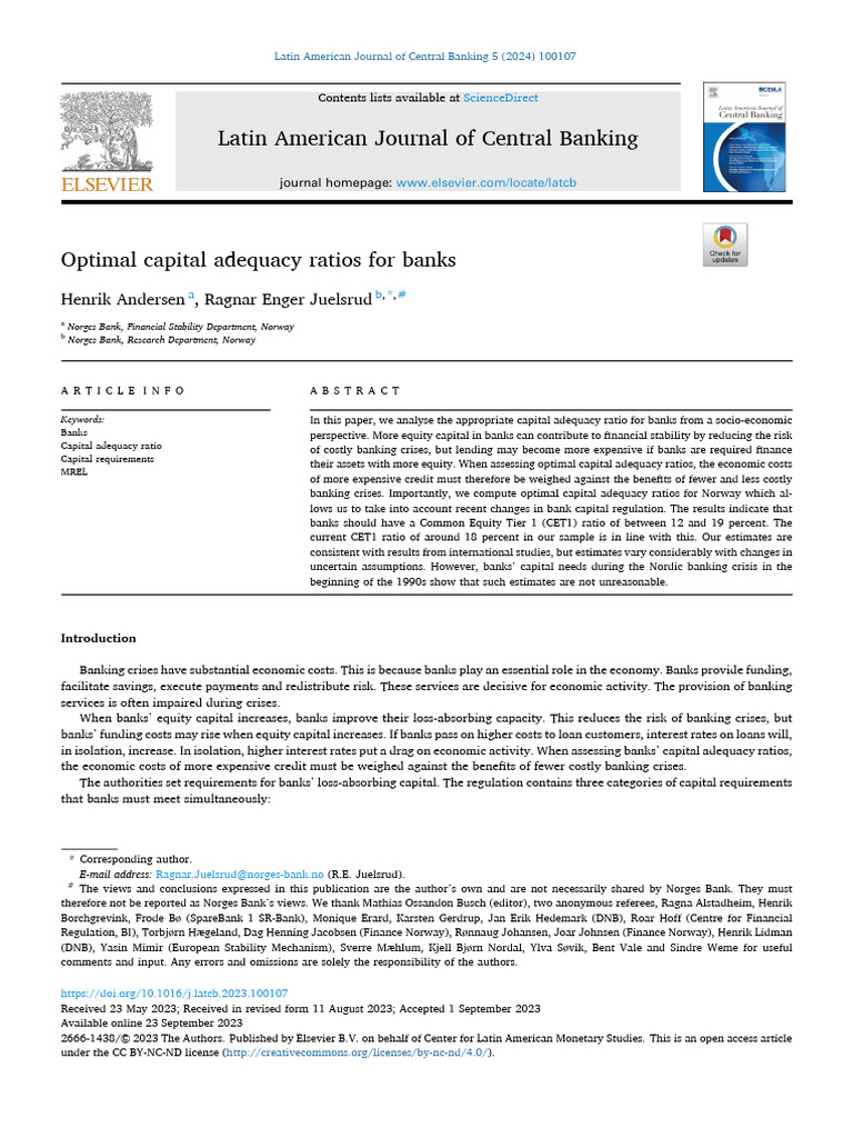 1 s2.0 S2666143823000285 Main | PDF | Basel Iii | Capital Requirement