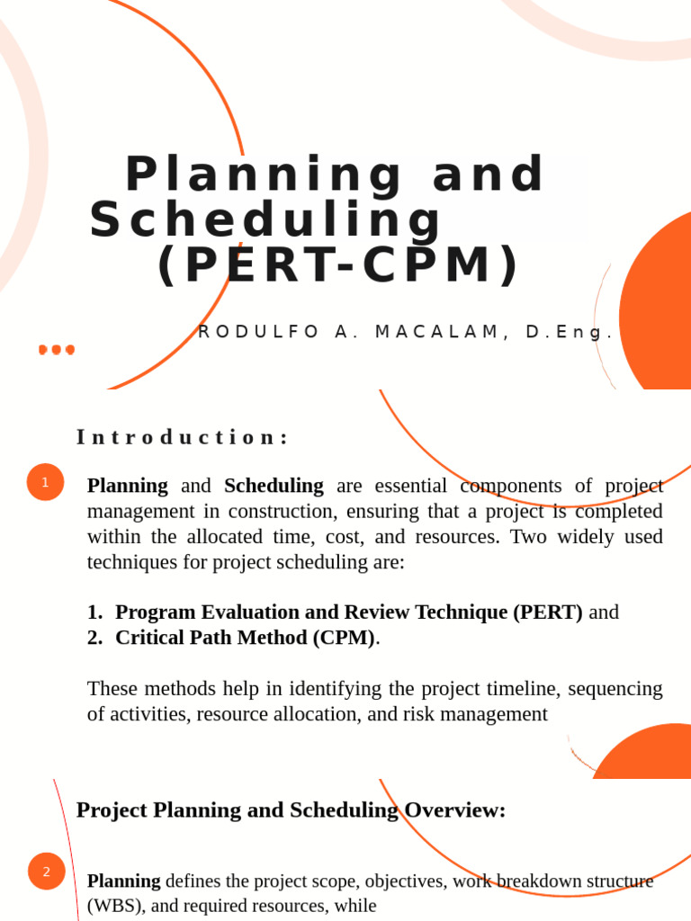 PERT and CPM in Construction Management | PDF | Projects | Project ...