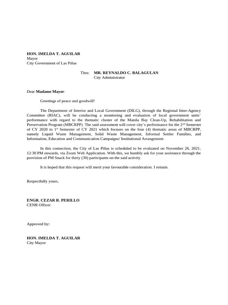 Request For Food-Riac 2021 | PDF
