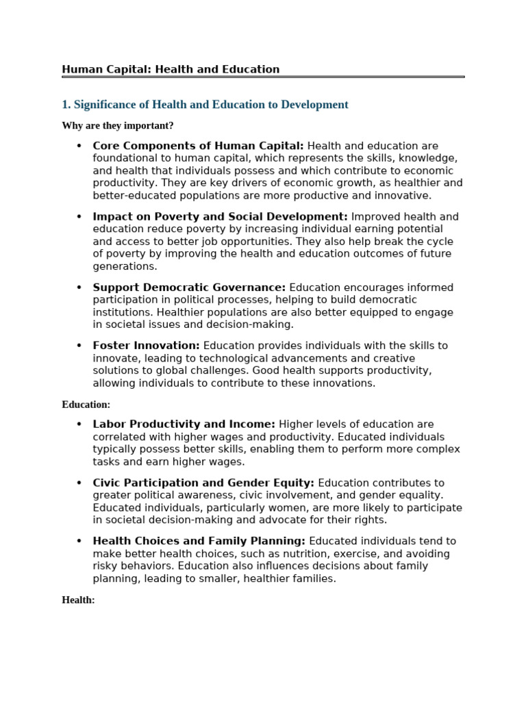 Human Capital: Health and Education Impact | PDF | Net Present Value ...