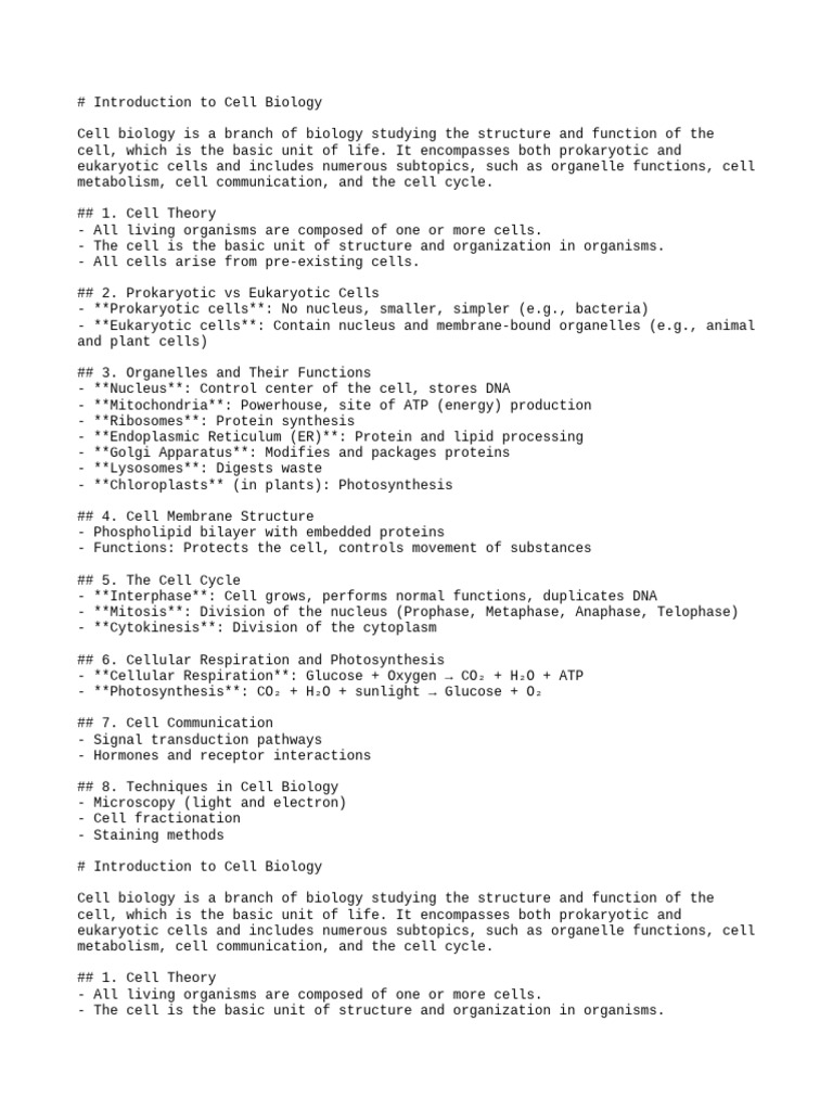 Introduction To Cell Biology | PDF | Cell (Biology) | Cell Biology