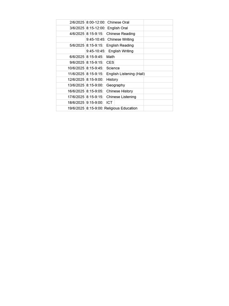 UT - F1 Term 2 Finals Timetable | PDF