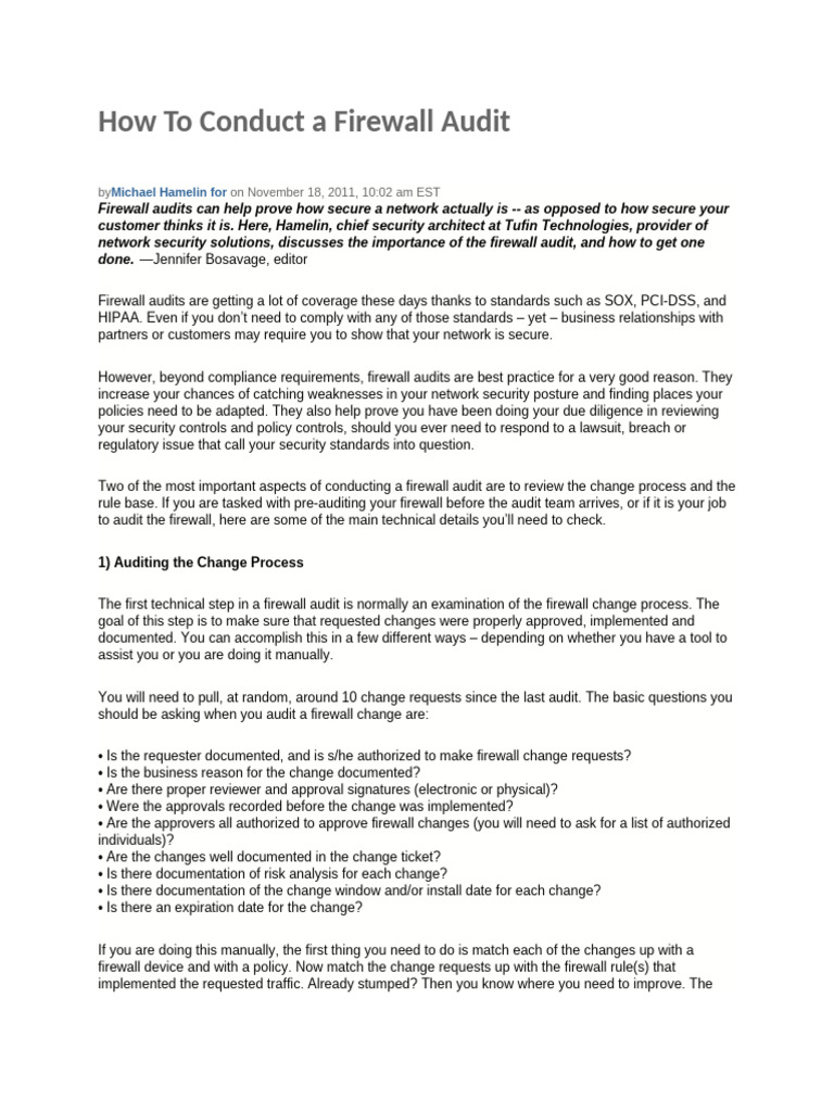 Conducting Effective Firewall Audits | PDF | Firewall (Computing ...