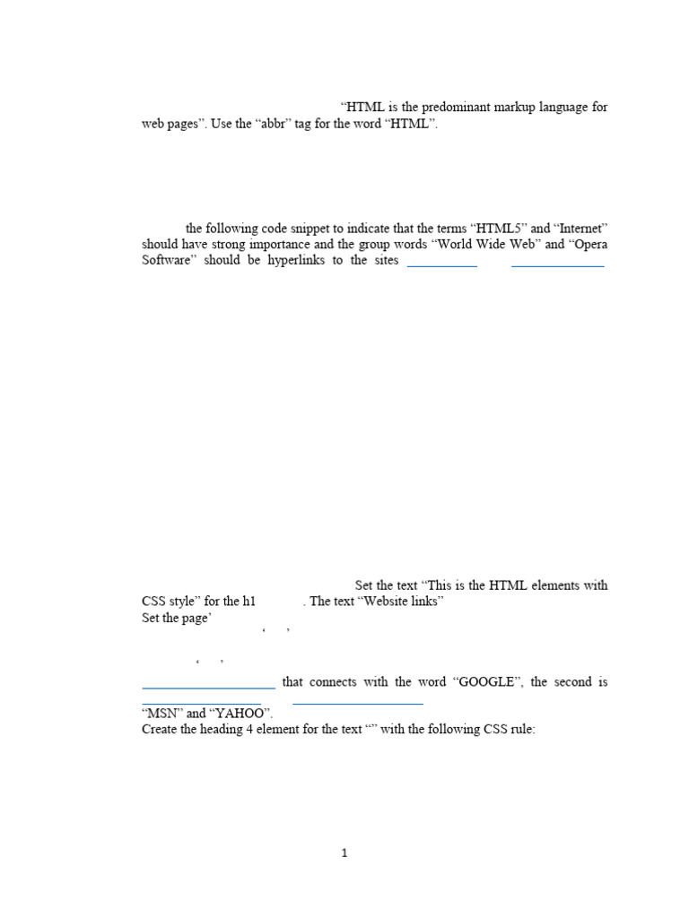give practice for tutorial 1 (1) | PDF | Html | Markup Language