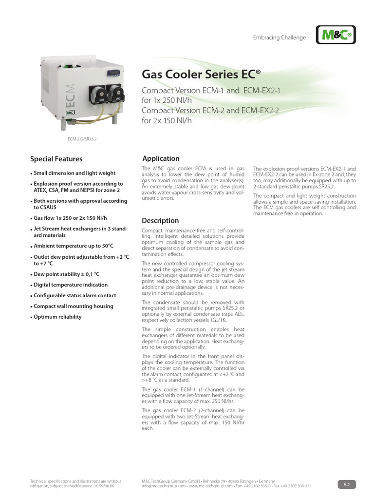 Gas Cooler ECM Series Specifications | PDF | Heat Exchanger | Pump