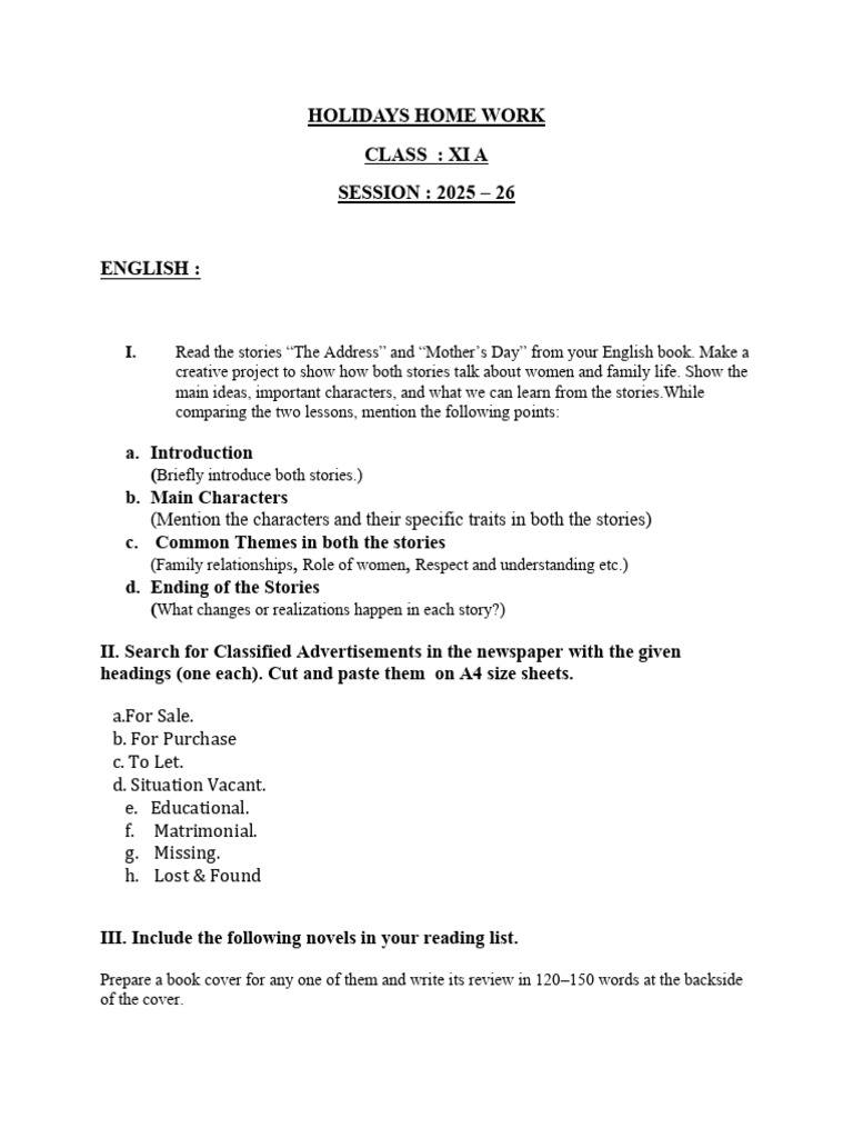 Class XI A Holiday Homework Guide | PDF | Trigonometric Functions