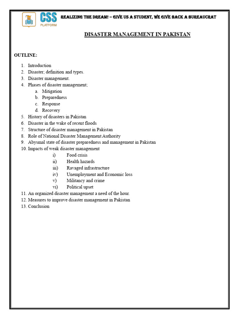 Disaster Management Challenges in Pakistan | PDF | Emergency Management ...