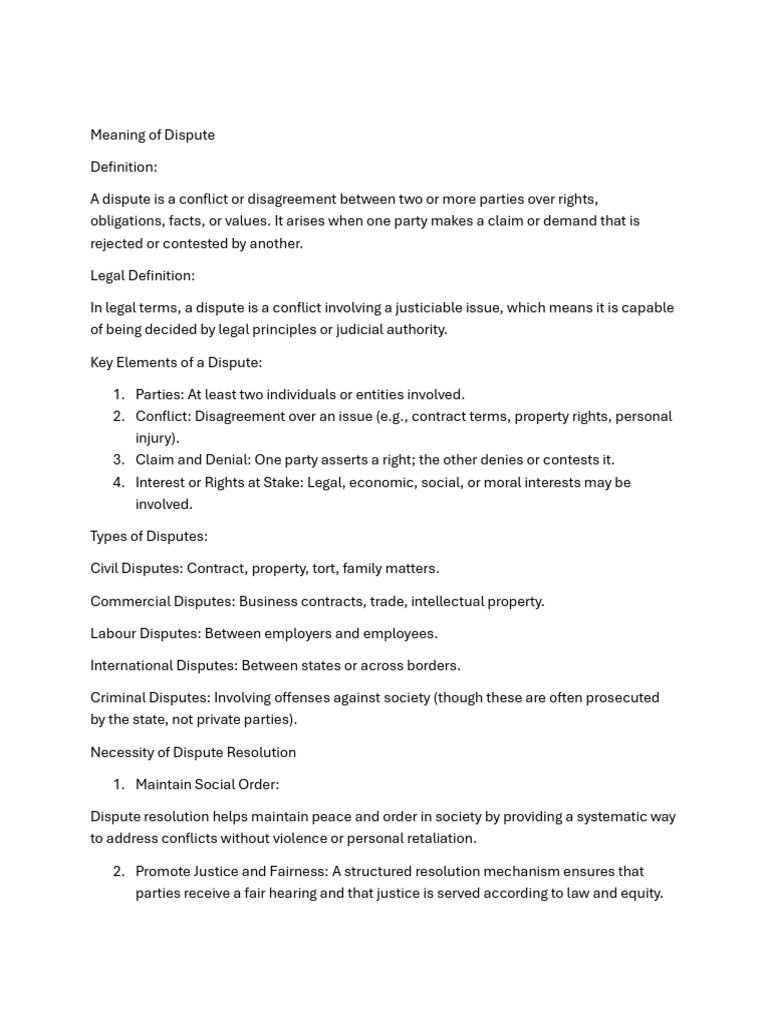 Understanding Disputes and Resolution Methods | PDF | Alternative ...