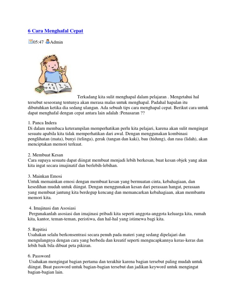 6 Cara Menghafal Cepat Pdf