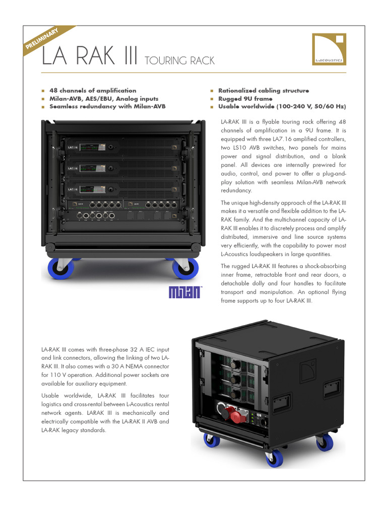 LA-RAK III: 48-Channel Touring Rack | PDF | Amplifier | Electrical ...