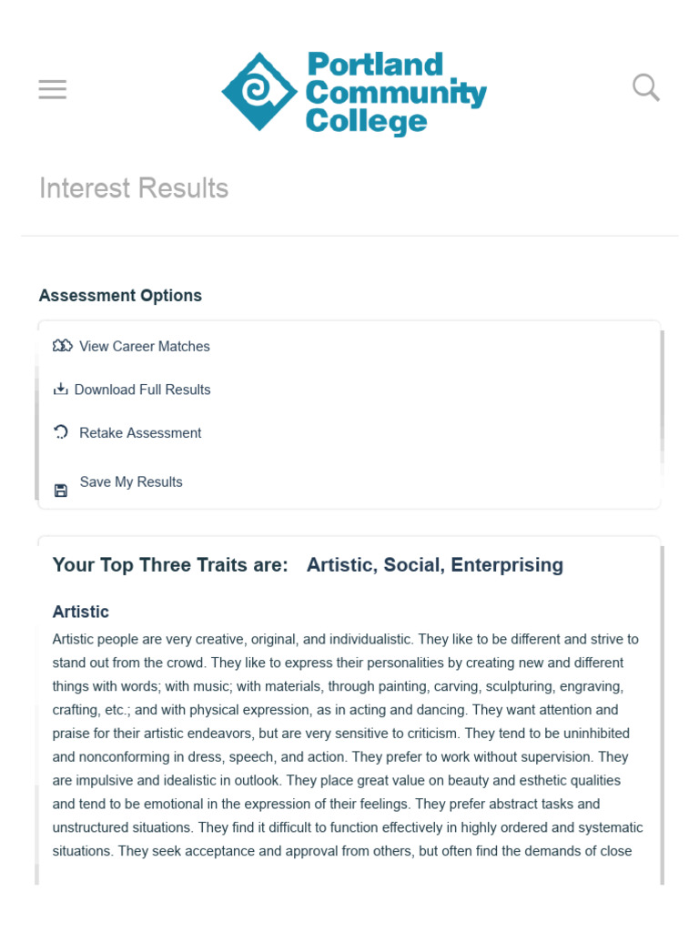 Career Assessment Results Overview | PDF | Leadership | Learning