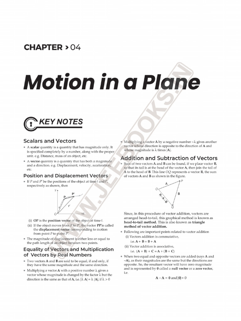 Short Notes - Motion in A Plane | PDF
