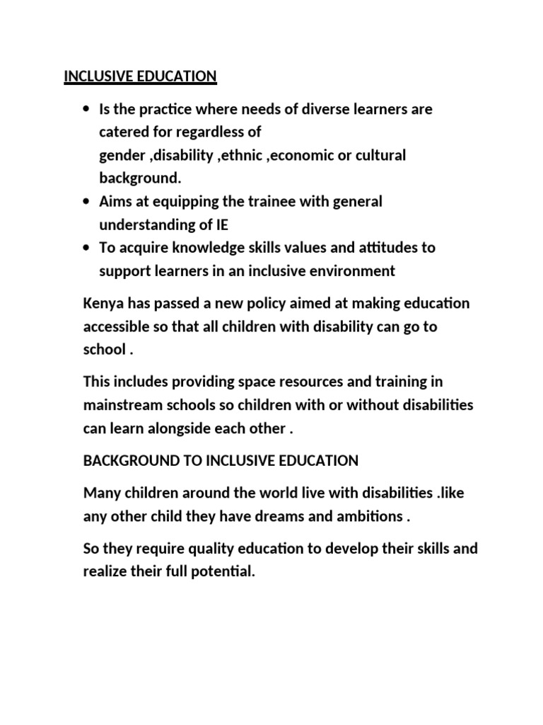 Inclusive Education Notes | PDF