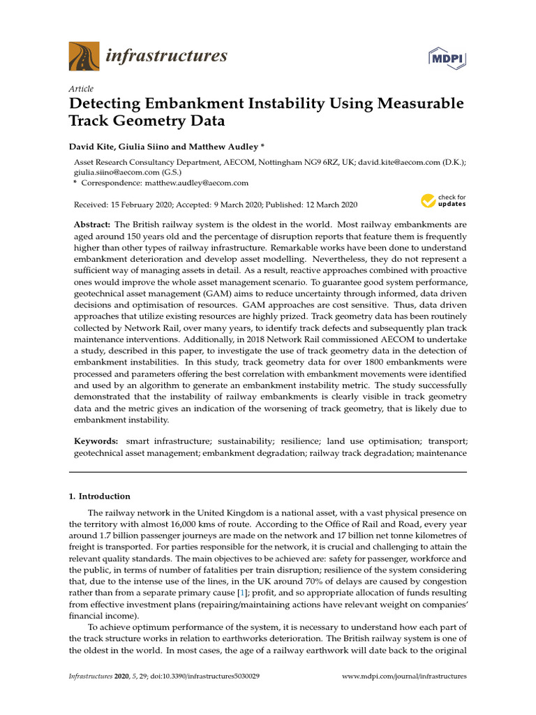 Track Geometry Data for Embankment Stability | PDF | Geotechnical ...