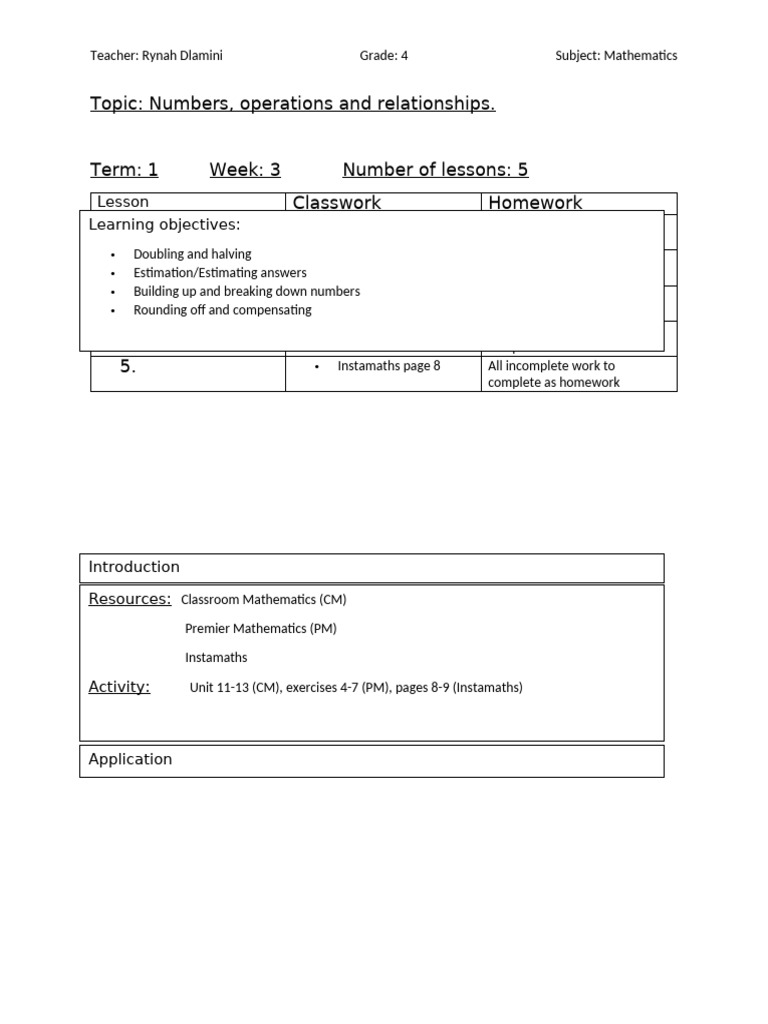 Grade 4 Mathematics Lesson Plan | PDF