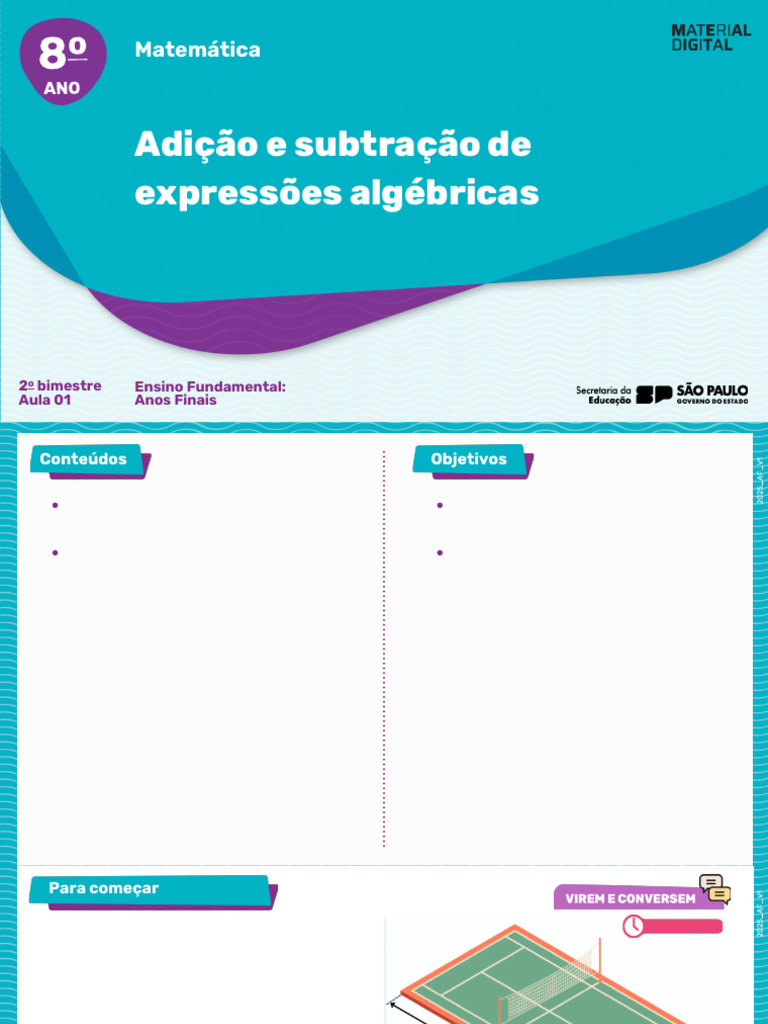 Adição e Subtração de Expressões Algébricas | PDF | Matemática