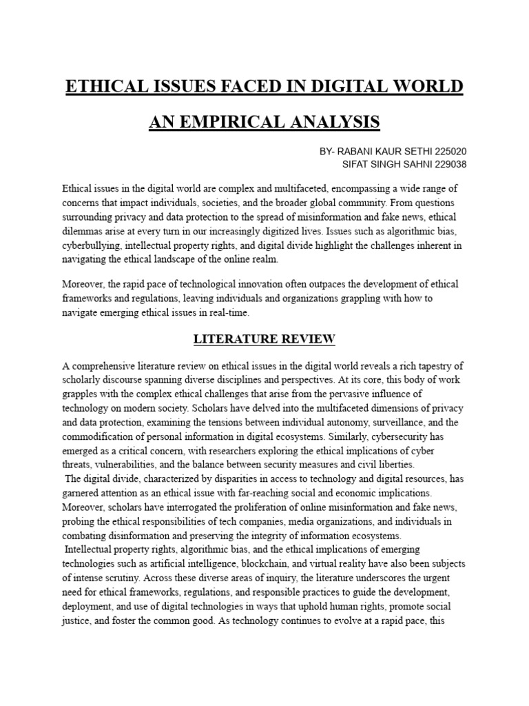 Ethical Challenges in the Digital Age | PDF | Intelligence (AI ...
