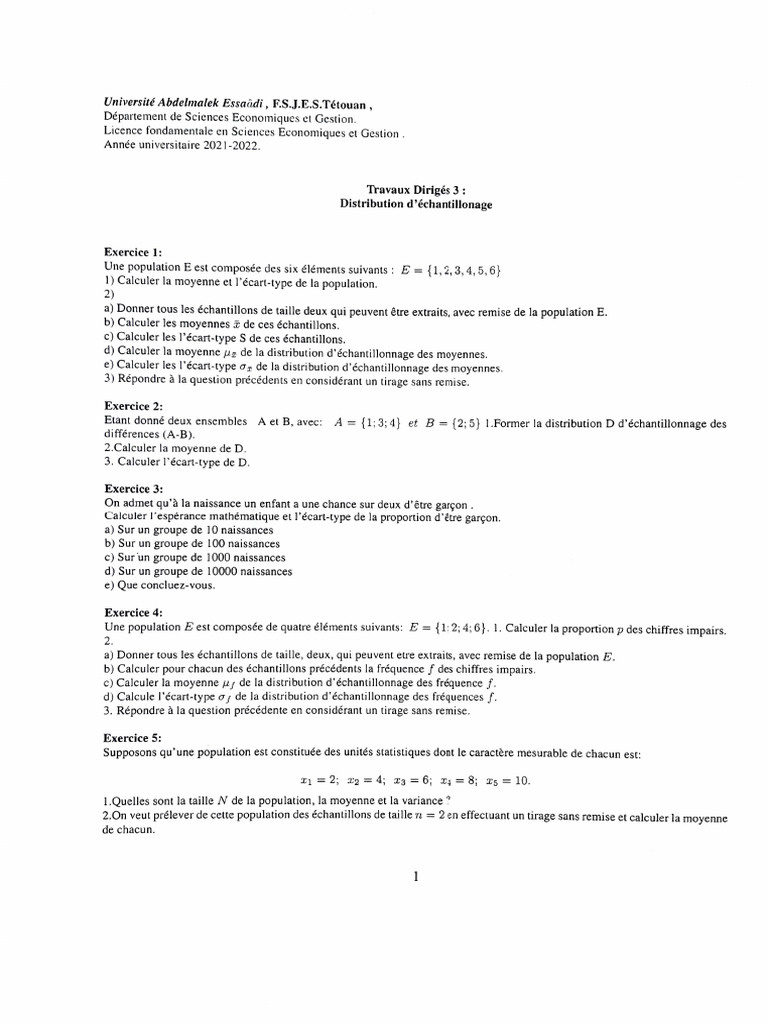 Calcul de l'écart-type en échantillonnage | PDF | Écart type | Loi de ...