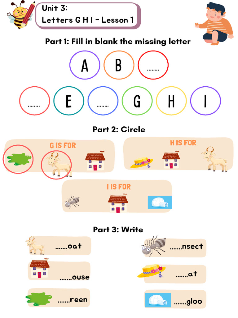 Alphabet Activities: G, H, I Lessons | PDF