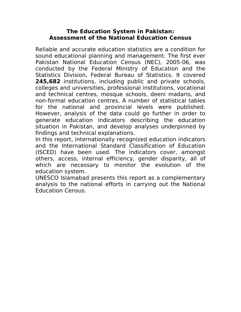 The Education System In Pakistan PDF
