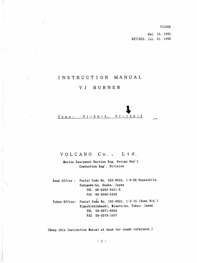 VJ Burner Replacement Manual | PDF | Fuel Oil | Liquids