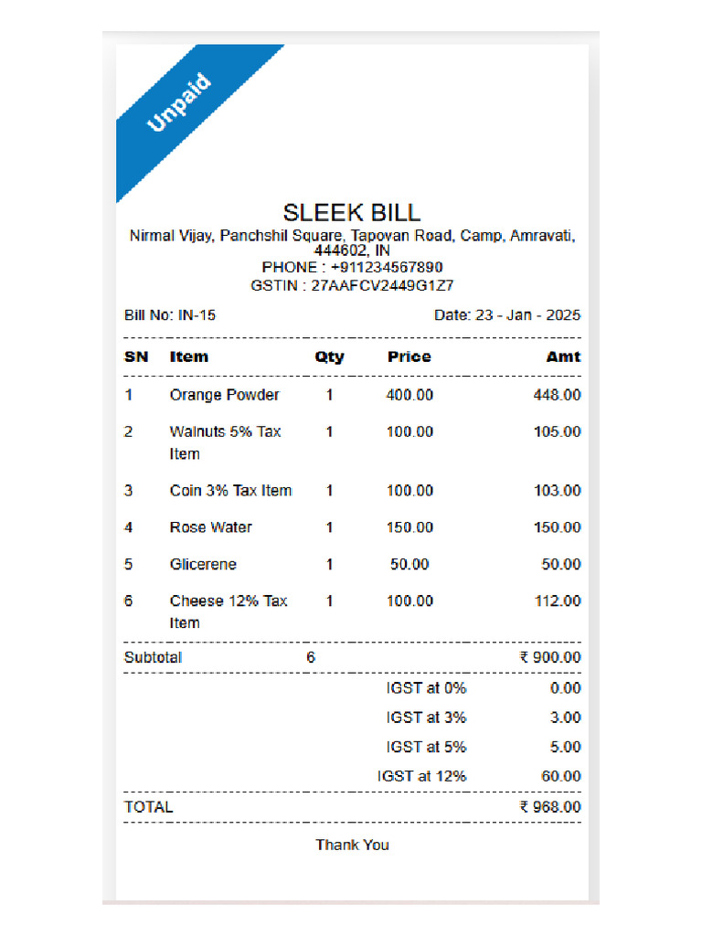 Invoice Format 2-Inch | PDF