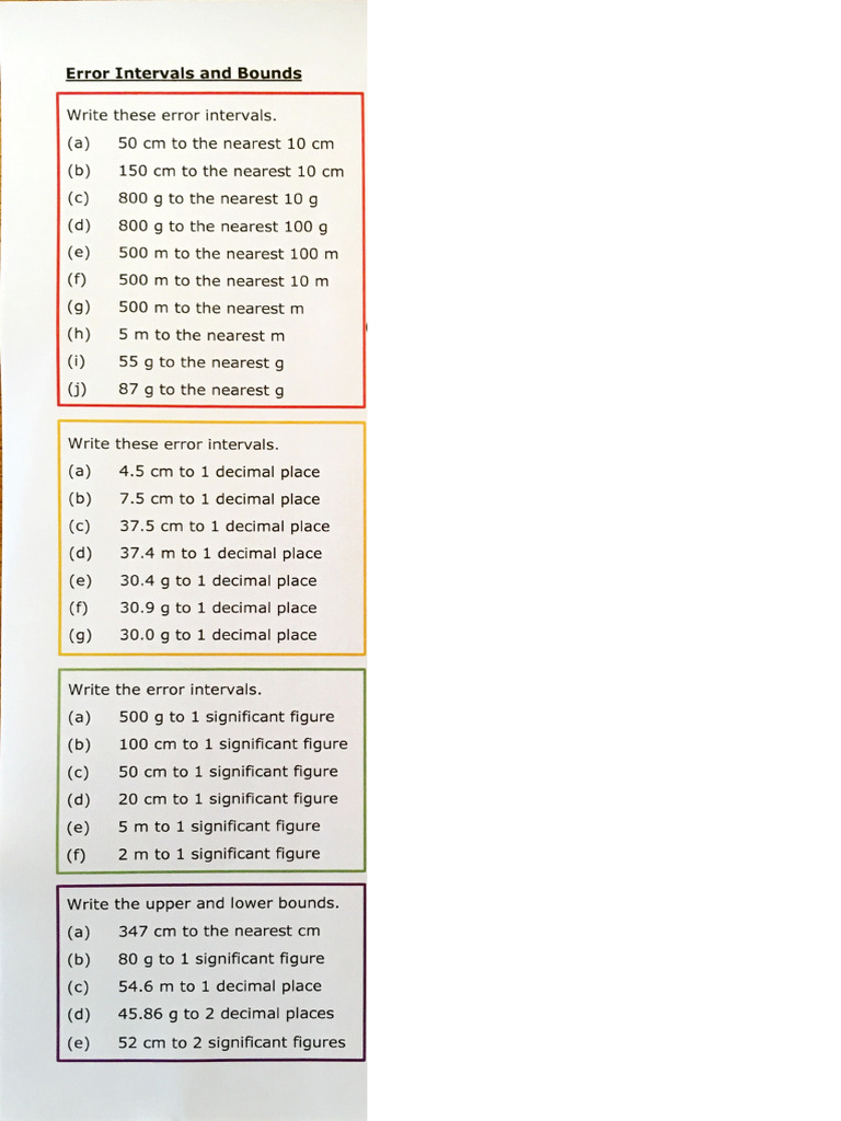 SHOULD Error Intervals and Bounds Practice Strips 2 | PDF