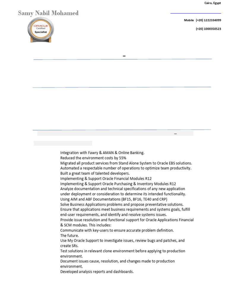 Oracle EBS Techno-Functional Consultant | PDF | Enterprise Resource ...