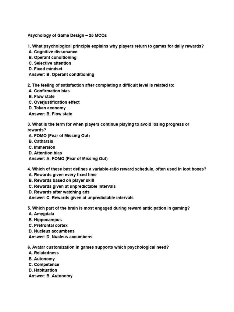 Psychology in Game Design Insights | PDF | Reward System | Psychology