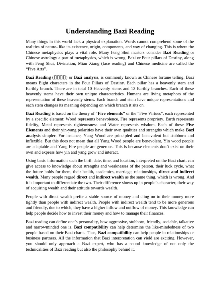 Bazi Reading | PDF | Yin And Yang