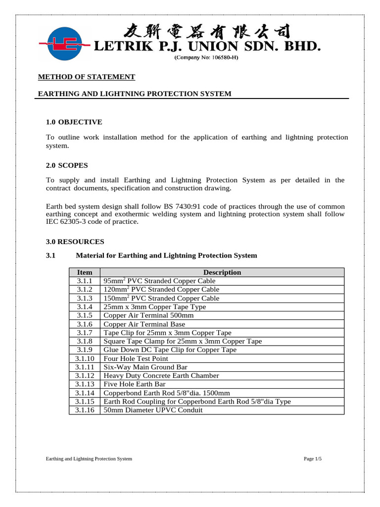 Earthing & Lightning Protection Method | PDF | Secondary Sector Of The ...