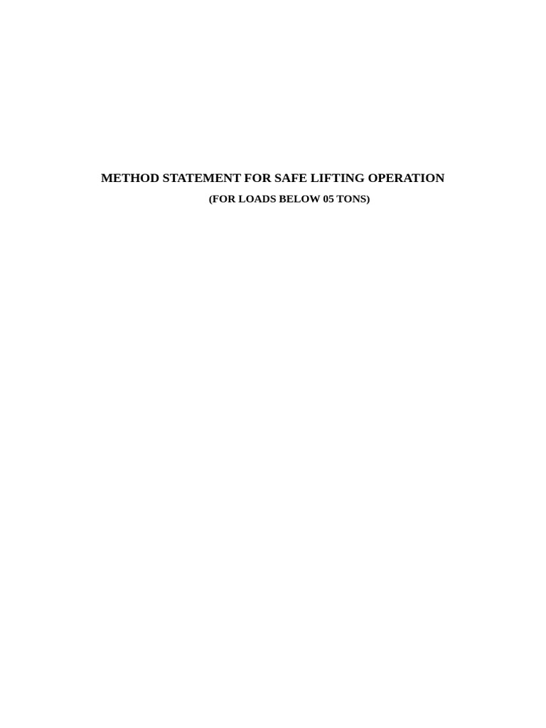 Method Statement For Safe Lifting Operation | PDF | Crane (Machine) | Truck