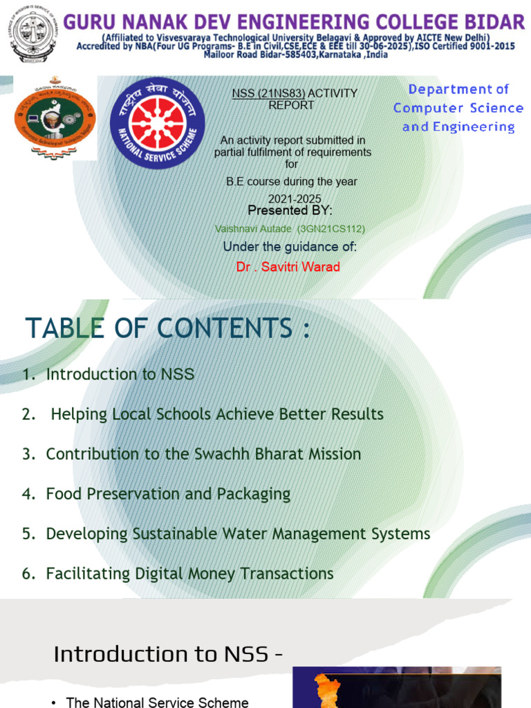 NSS Community Service Activity Report | PDF