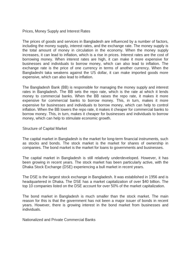 Bangladesh Financial Market Overview | PDF | Money | Interest Rates