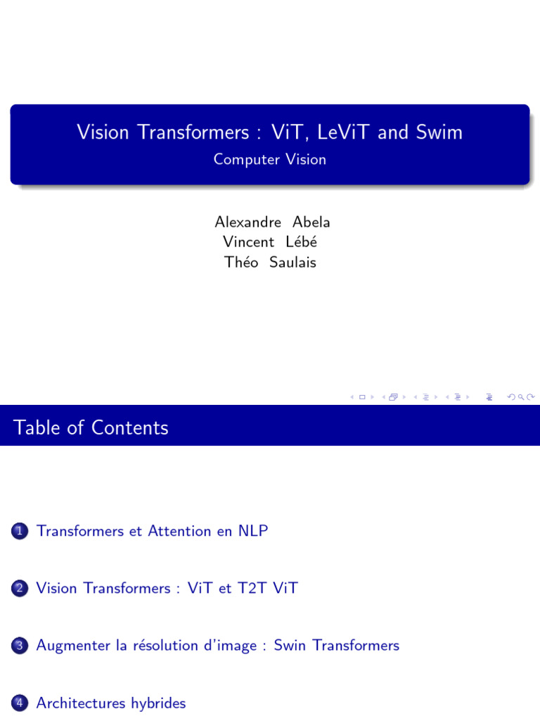 Vision Transformers : ViT et Swin | PDF | Informatique | Intelligence ...