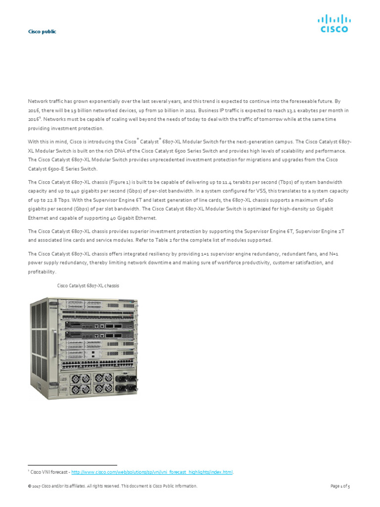 Cisco Catalyst 6807-XL Switch Overview | PDF | Network Switch ...