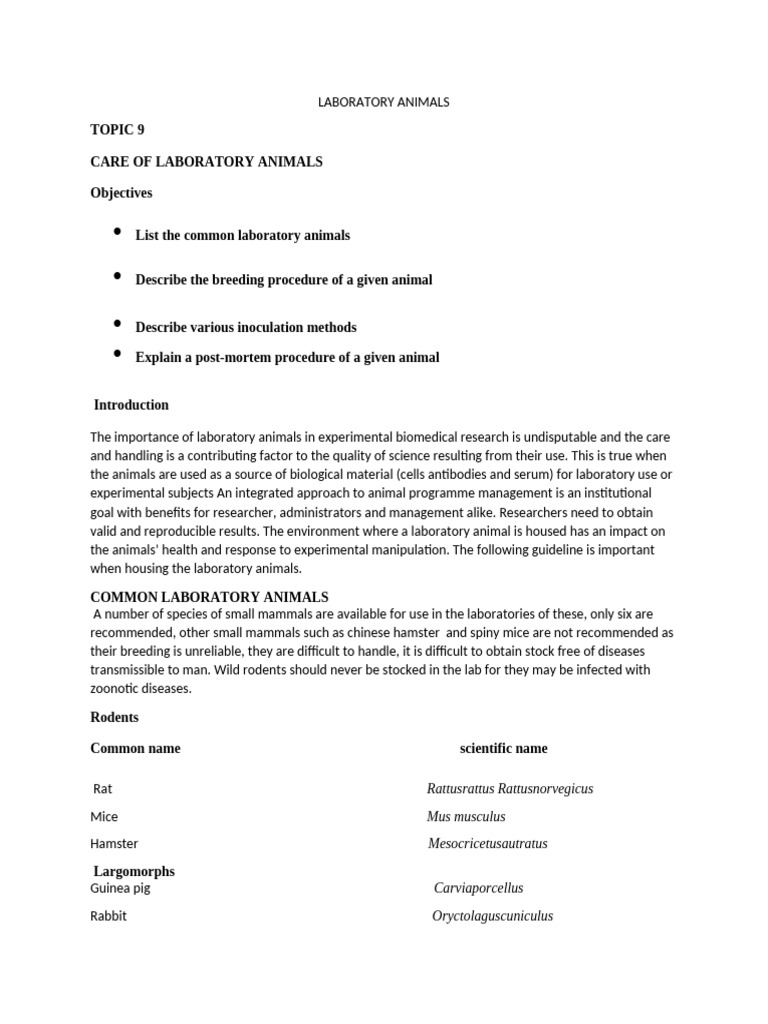 LABORATORY ANIMALS Biology Techniques | PDF | Injection (Medicine ...
