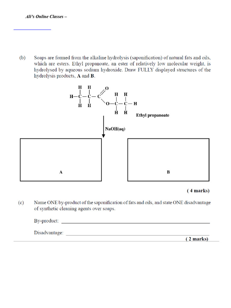 Organic Chemistry Past Paper Revision | PDF