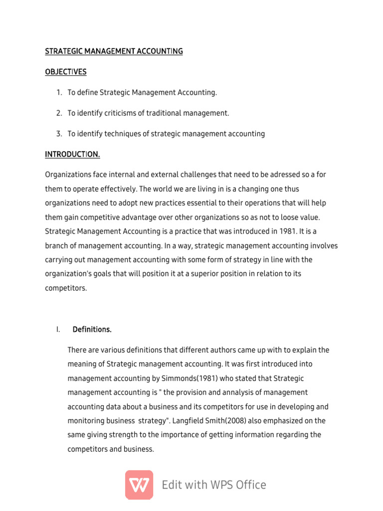 Strategic Management Accounting Pdf Strategic Management