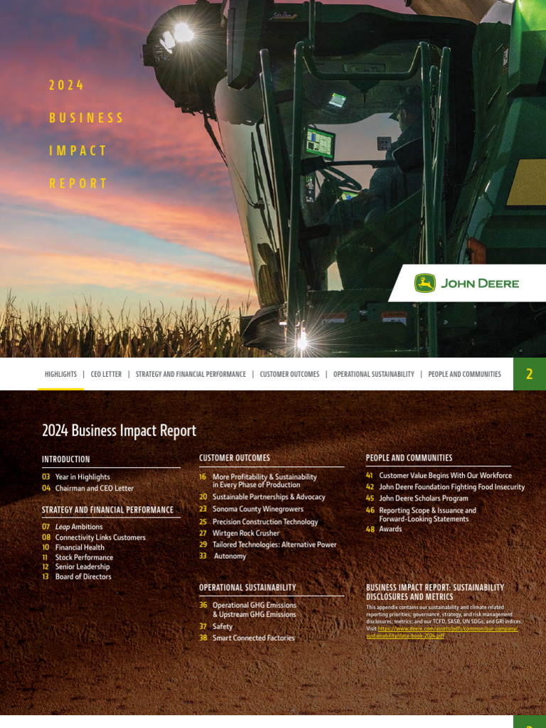 2024 John Deere Business Impact Report | PDF | Sustainability | Dividend