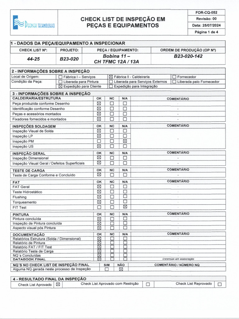 44-25 - Check List de Inspeção CH TFMC 12A - 13A | PDF