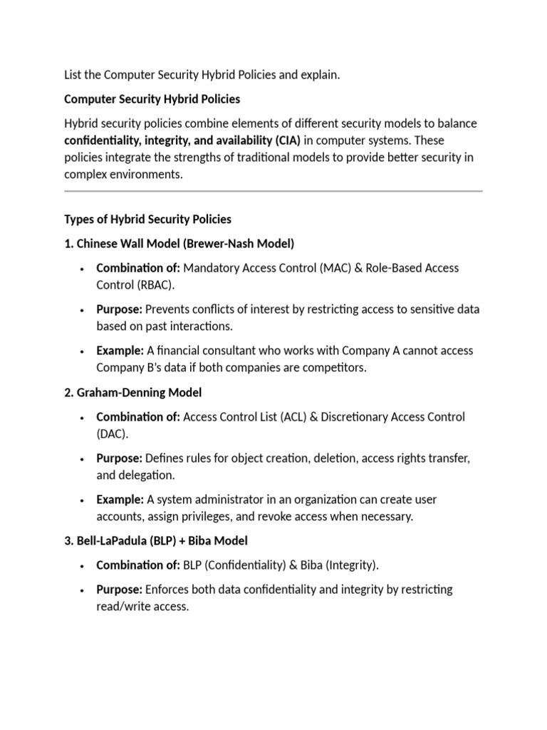 Hybrid Security Policies Overview | PDF | Security | Computer Security