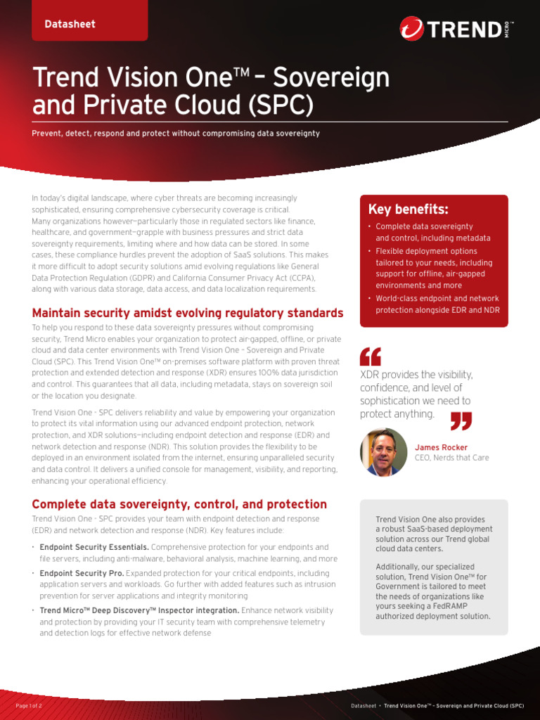 Trend Vision One - Sovereign and Private Cloud (SPC) | PDF | Computer ...